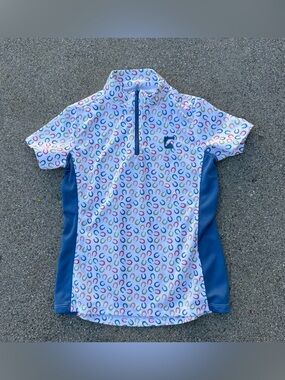 Dover Saddlery Riding Sport™ Girls Short Sleeve horse shoe print - Size small
